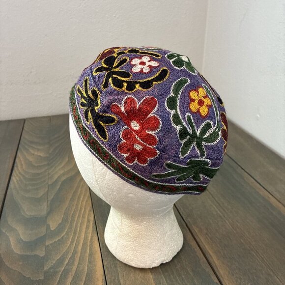 2 Vintage Judaica Bukhara Uzbek Embroidered Handmade Kippah Yarmulke Small (A91) - Picture 5 of 13